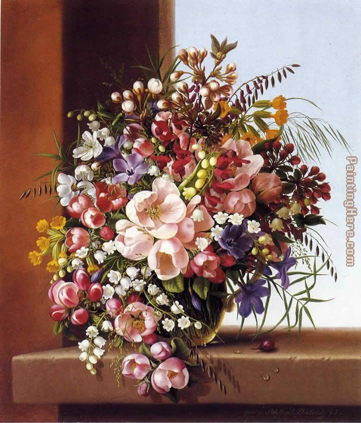 Flowers in a Glass Bowl painting - Adelheid Dietrich Flowers in a Glass Bowl art painting